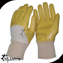 SRSAFETY yellow nitrile gloves/cheap high quality Yellow nitrile coated glove